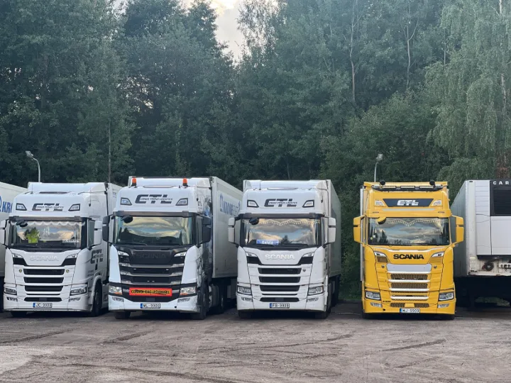 Four CTL tractor units lined up at the Riga yard
